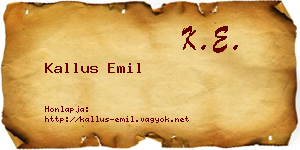 Kallus Emil névjegykártya